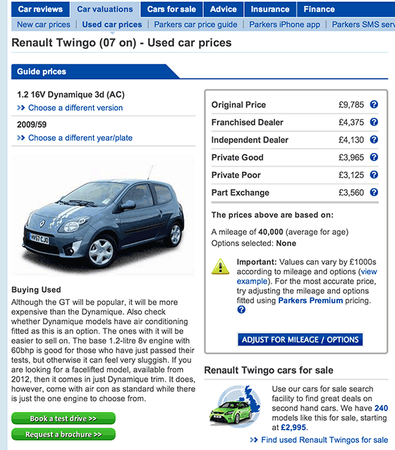 Parkers car valuation